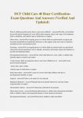 DCF Child Care 40 Hour Certification- Exam Questions And Answers &lpar;Verified And Updated&rpar;