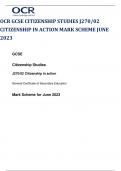 OCR GCSE CITIZENSHIP STUDIES J270/02 CITIZENSHIP IN ACTION MARK SCHEME JUNE 2023