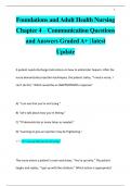 Foundations and Adult Health Nursing  Chapter 4 – Communication Questions  and Answers Graded A+ | latest  Update
