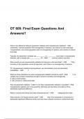 OT 600: Final Exam Questions And Answers!!