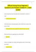 Official Driving School Segment 1 Questions and Answers Graded A&plus; &vert; latest  Update