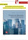 Saunders/Cornett, Financial Markets and Institutions, 8th Edition TEST BANK, Complete Chapters 1 - 25, Verified Latest Version 