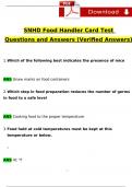 SNHD Food Handler Card Test Questions and Answers (2024 / 2025) (Verified Answers) 