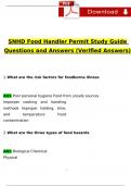 SNHD Food Handler Permit Study Guide Questions and Answers (2024 / 2025) (Verified Answers) 