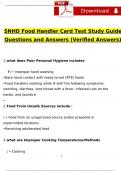 SNHD Food Handler Card Test Study Guide Questions and Answers (2024 / 2025) (Verified Answers) 