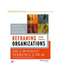 Samenvatting Reframing Organizations Inleiding Bestuur- en Organisatiewetenschappen Bolman & Deal
