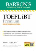 TOEFL iBT Premium with 8 Online Practice Tests + Online Audio, Eighteenth Edition (Barron's Test Prep) Eighteenth Edition 2024 with complete solution