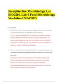 Straighterline Microbiology Lab BIO250L Lab 6 Food Microbiology Worksheet 2024/2025 (Verified)