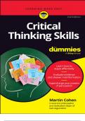 Critical Thinking Skills For Dummies 2nd Edition by Martin Cohen /2024 with complete solution