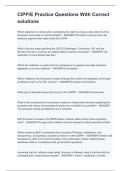 CIPP&sol;E Practice Questions With Correct solutions 