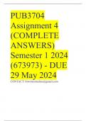 PUB3704 Assignment 4 &lpar;COMPLETE ANSWERS&rpar; Semester 1 2024 &lpar;673973&rpar; - DUE 29 May 2024