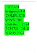 PUB3704 Assignment 4 &lpar;COMPLETE ANSWERS&rpar; Semester 1 2024 &lpar;673973&rpar; - DUE 29 May 2024
