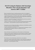 ECCO Caring for Patients with Neurologic Disorders&colon; Part 2 Exam Questions And Answers 100&percnt; Verified