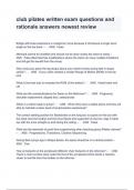 club pilates written exam questions and rationale answers newest review 
