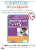 Test Bank for Davis Advantage for Maternal-Newborn Nursing: The Critical Components of Nursing Care, 4th Edition, by Roberta Durham, Linda Chapman. All Chapters 1 - 19