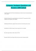 Computer Hardware Questions and  Answers 100&percnt; Solved 