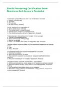 Sterile Processing Certification Exam Questions And Answers Graded A