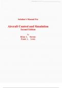 Solutions Manual for Aircraft Control and Simulation 2nd Edition By Brian Stevens, Frank Lewis (All Chapters, 100% Original Verified, A+ Grade)