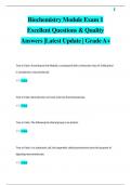 Biochemistry Module Exam 1 Excellent Questions & Quality  Answers |Latest Update | Grade A+