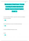 Biochemistry Final Exam - Portage  Learning Excellent Questions &  Quality Answers |Latest Update |  Grade A+