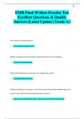 EMR Final Written Practice Test Excellent Questions & Quality  Answers |Latest Update | Grade A+