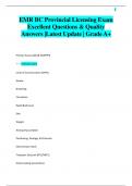 EMR BC Provincial Licensing Exam Excellent Questions & Quality  Answers |Latest Update | Grade A+