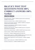 BKAT ICU POST TEST  QUESTIONS WITH 100%  CORRECT ANSWERS 100%  Verified 2023/2024