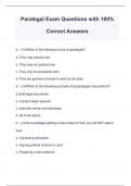 Paralegal Exam Questions with 100% Correct Answers