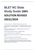 BLET NC State  Study Guide 100%  SOLUTION REVISED  2023//2024
