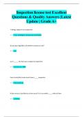Inspection license test Excellent  Questions & Quality Answers &vert;Latest  Update &vert; Grade A&plus;