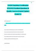 NASM Nutrition Certification  (EXAM) Excellent Questions &  Quality Answers |Latest Update |  Grade A+