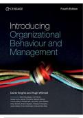 SOLUTION MANUAL FOR INTRODUCING  ORGANIZATIONAL BEHAVIOR AND MANAGEMENT 4TH EDITION BY DAVID KNIGHTS, HUGH WILLMORTT