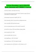 Exercise Physiology Lab 8 UPDATED  Exam Questions and CORRECT Answers