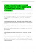 CWEA COLLECTION SYSTEMS MAINTENANCE EXAM 2024 WITH GUARANTEED ACCURATE ANSWERS