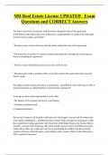MD real estate license  Bundled Exam Questions Package with Correct Answers