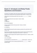 Exam 2 Urinalysis and Body Fluids Questions and Answers