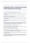 Certification Exam Urinalysis and Body Fluids Questions and Answers