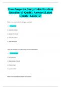 Texas Inspector Study Guide Excellent  Questions & Quality Answers &vert;Latest  Update &vert; Grade A&plus;