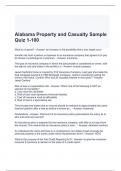 Alabama Property and Casualty Sample Quiz 1-100 with complete solutions