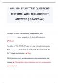API 1169. STUDY TEST QUESTIONS  TEST RM#1 WITH 100% CORRECT  ANSWERS { GRADED A+} 
