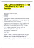 BLEA Communications Final Test Questions with All Correct Answers
