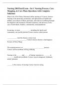 Nursing 208 Final Exam - Set 1 Nursing Process&comma; Care Mapping&comma; & Care Plans Questions with Complete Solutions
