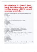 Microbiology 1 - Exam 1 Test Bank  2024 questions and well verified answers 100% correct answers (graded a+)