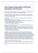 Peer Support Specialists CPS Exam Questions and Answers 100&percnt; correct