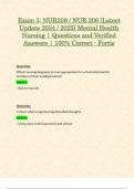 Exam 3&comma; Exam 4 & HESI&colon; NUR208 &sol; NUR 208 &lpar;Latest 2024 &sol; 2025 Updates STUDY BUNDLE WITH COMPLETE SOLUTIONS&rpar; Mental Health Nursing &vert; Questions and Verified Answers &vert; 100&percnt; Correct &vert; Grade A &ndash; Fortis