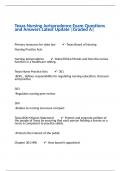 Texas Nursing Jurisprudence Exam Questions and Answers Latest Update |Graded A|