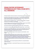 PENN FOSTER VETERINARY PHARMACOLOGY FINAL EXAM WITH ALL ANSWERS