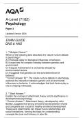 (7182) AQA A-Level Psychology Paper 3 Exam Guide Qns & Ans Updated Version 2024.