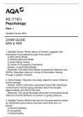 (7181) AQA AS Psychology Paper 1 Exam Guide Qns & Ans Updated Version 2024