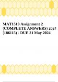 MAT1510 Assignment 2 (COMPLETE ANSWERS) 2024 (186115) - DUE 31 May 2024